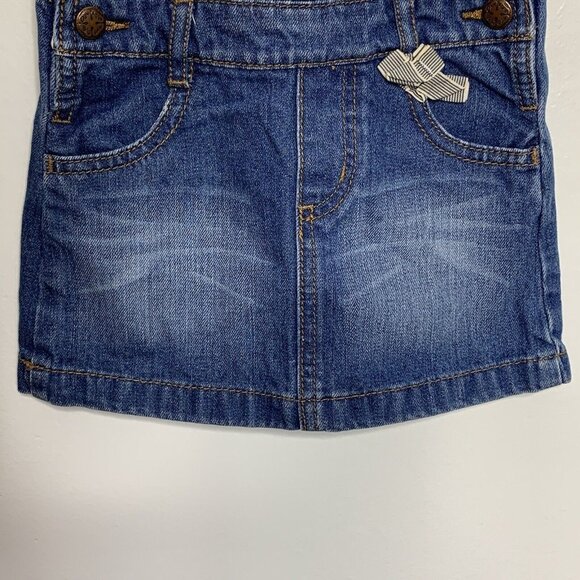 Oshkosh B'gosh Vestbak Girls Size 12 Months Dress Denim Bow Distressed - Picture 4 of 9